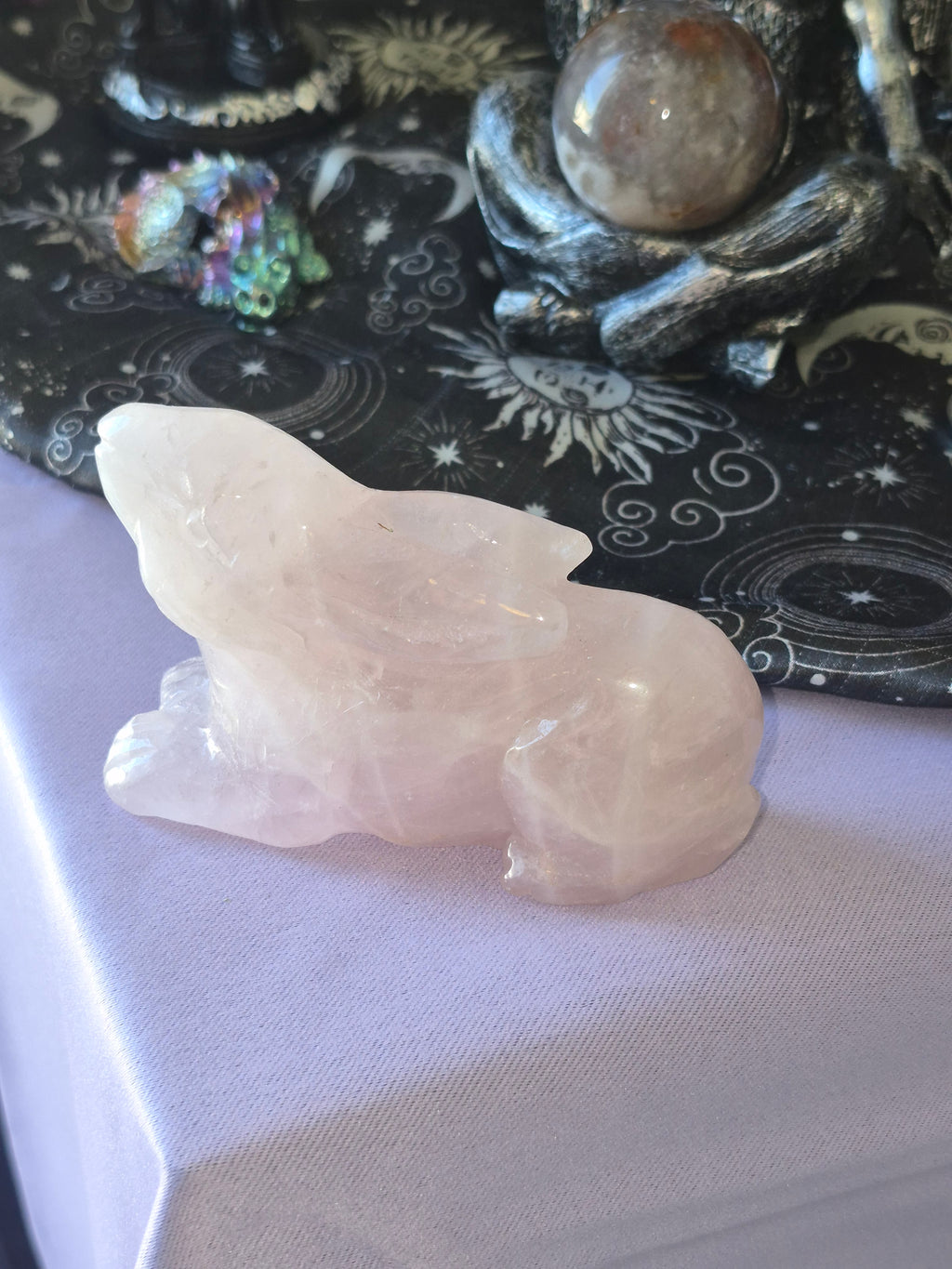 Rose Quartz Hand Carved Rabbit