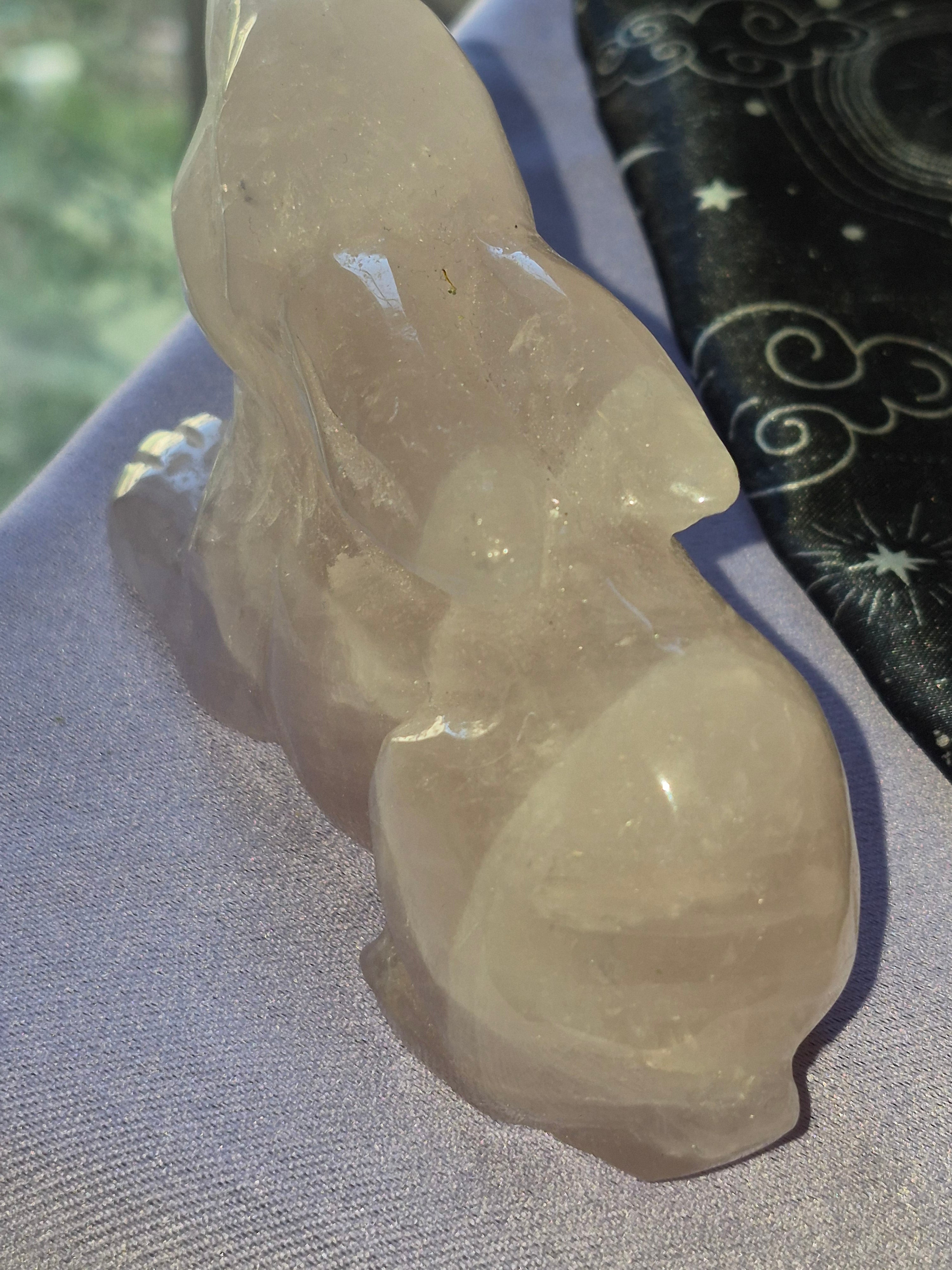 Rose Quartz Hand Carved Rabbit