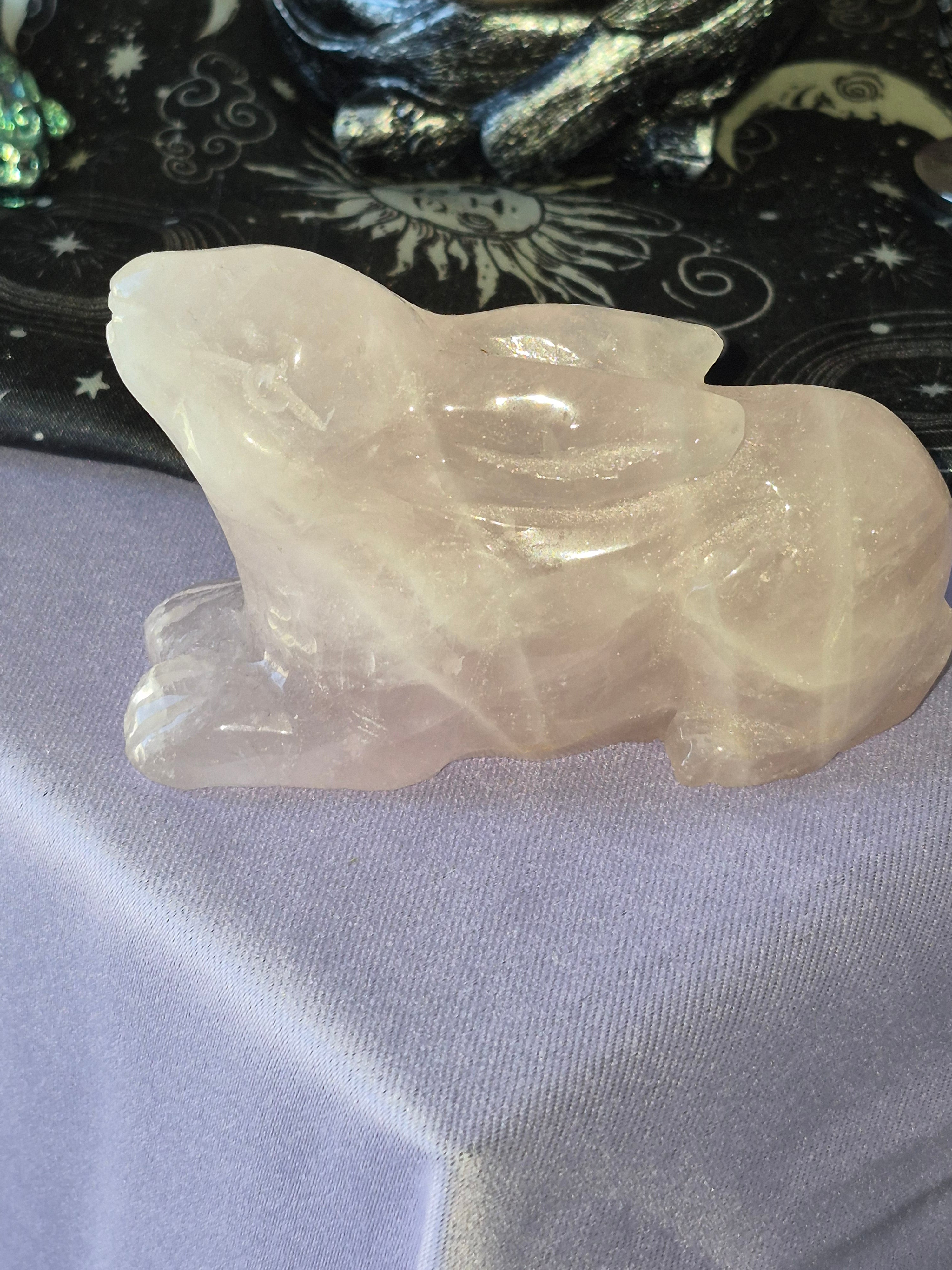Rose Quartz Hand Carved Rabbit