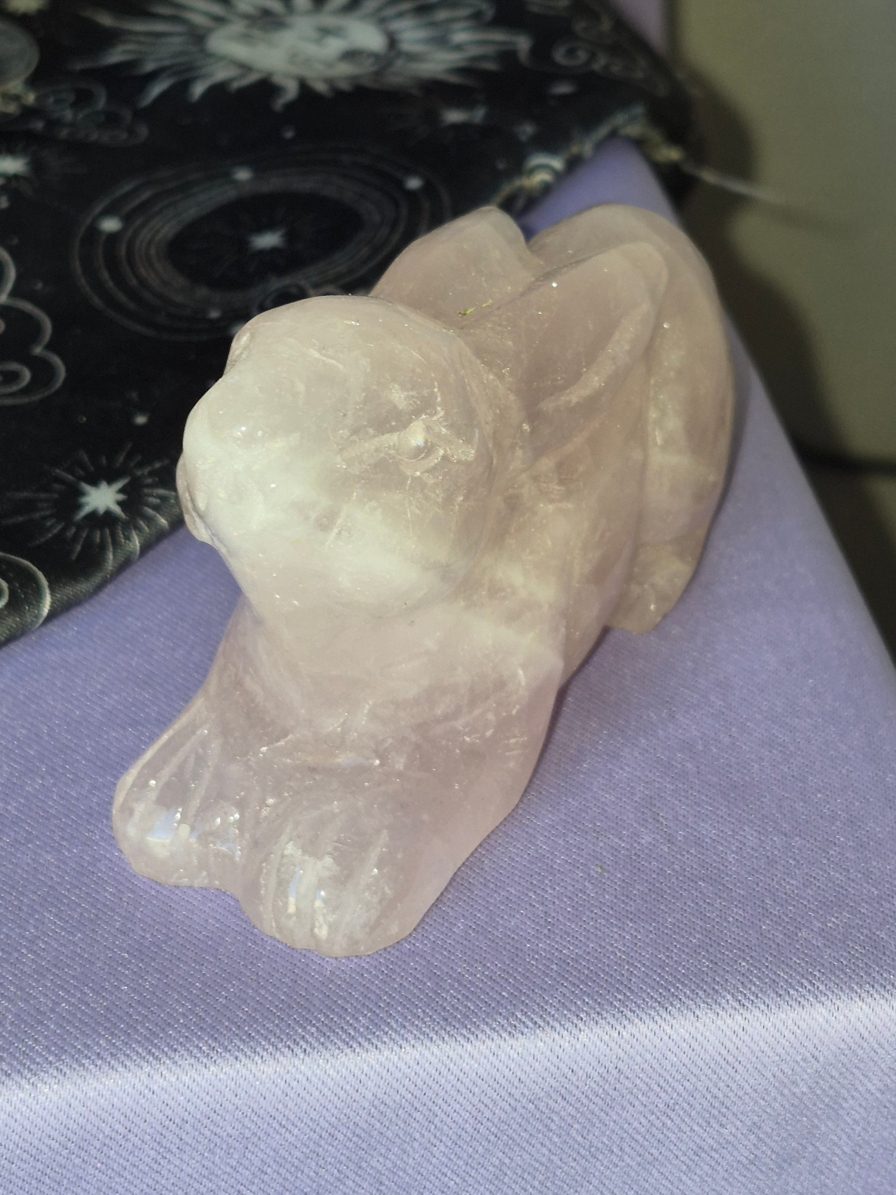 Rose Quartz Hand Carved Rabbit