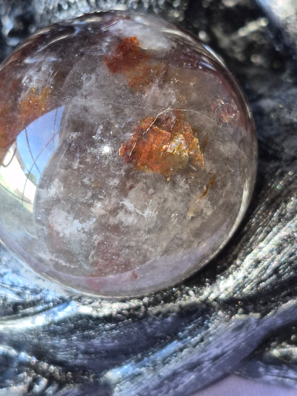 Baphomet Sphere Holder with Fire Quartz Sphere