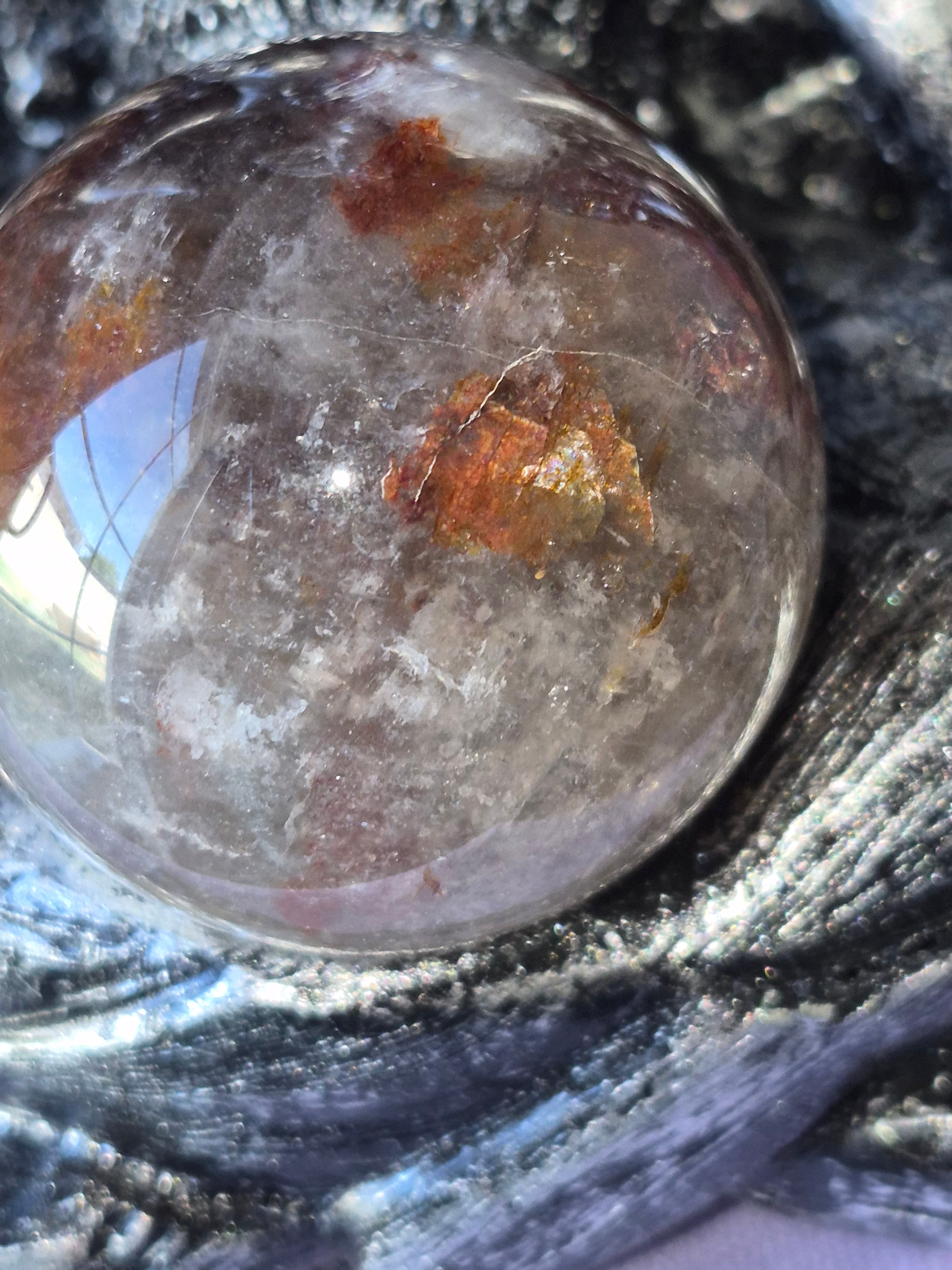 Baphomet Sphere Holder with Fire Quartz Sphere