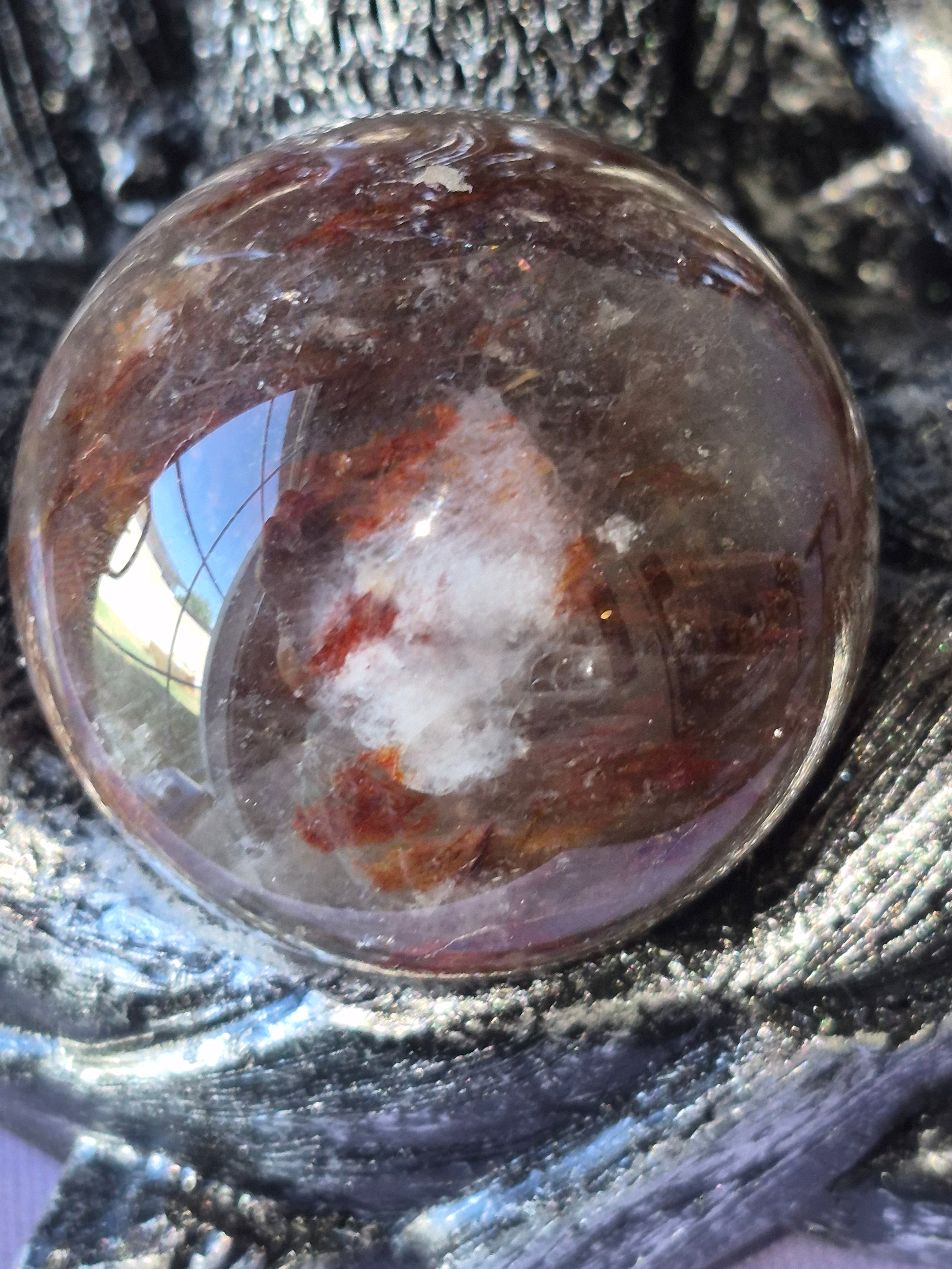 Baphomet Sphere Holder with Fire Quartz Sphere
