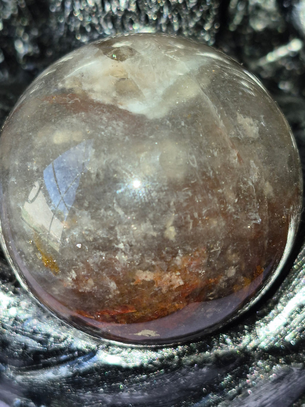 Baphomet Sphere Holder with Fire Quartz Sphere
