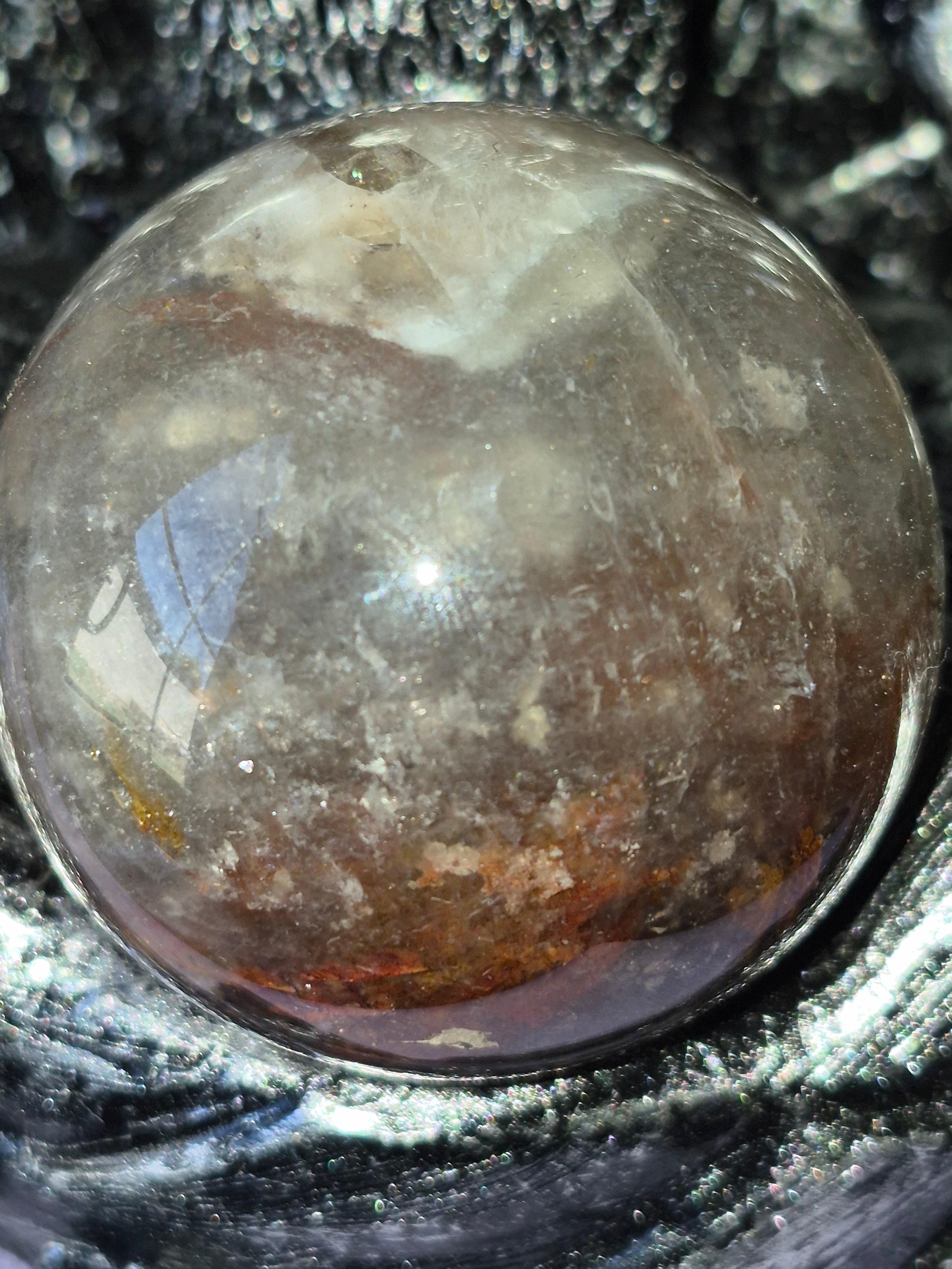 Baphomet Sphere Holder with Fire Quartz Sphere