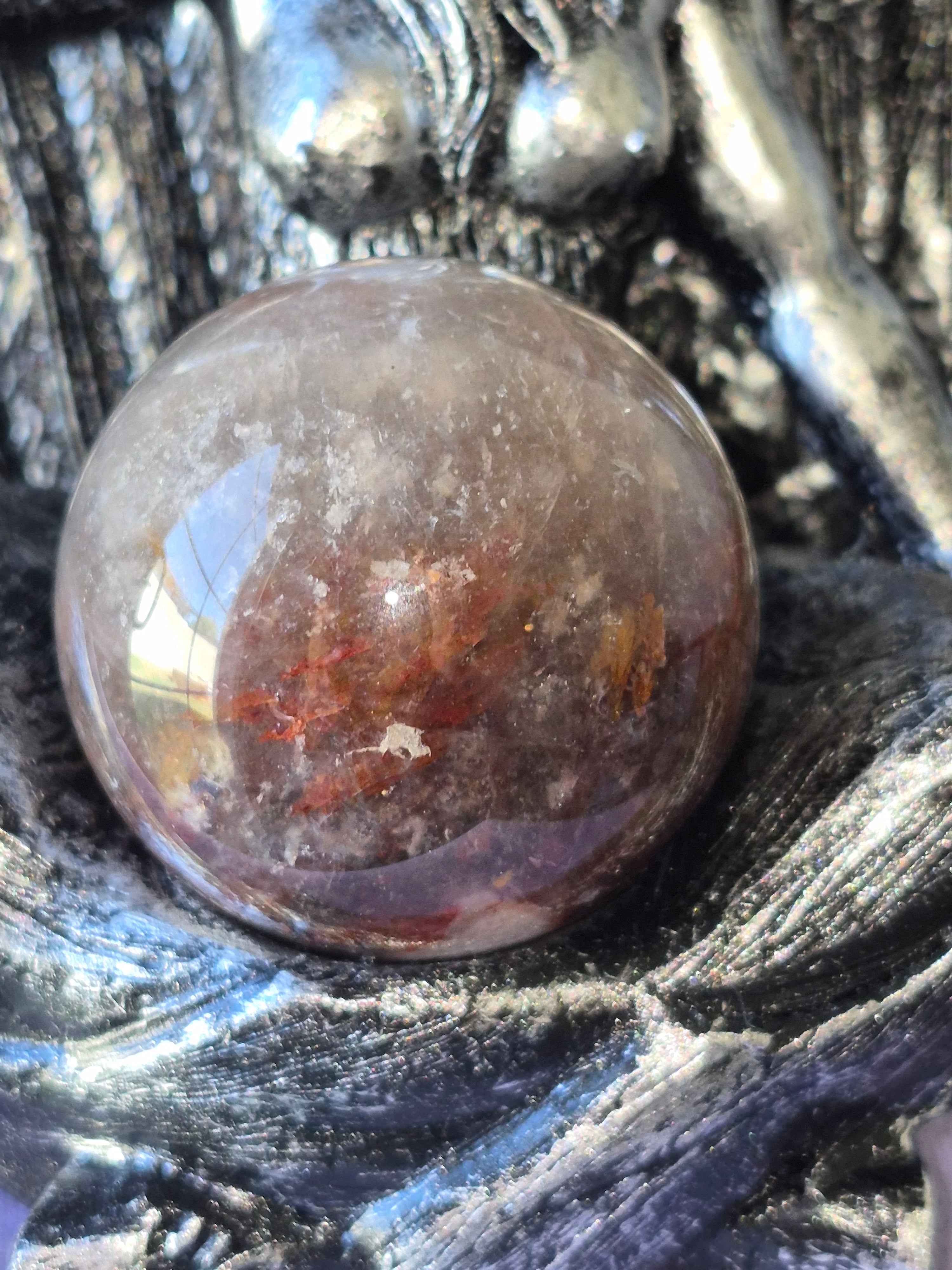 Baphomet Sphere Holder with Fire Quartz Sphere