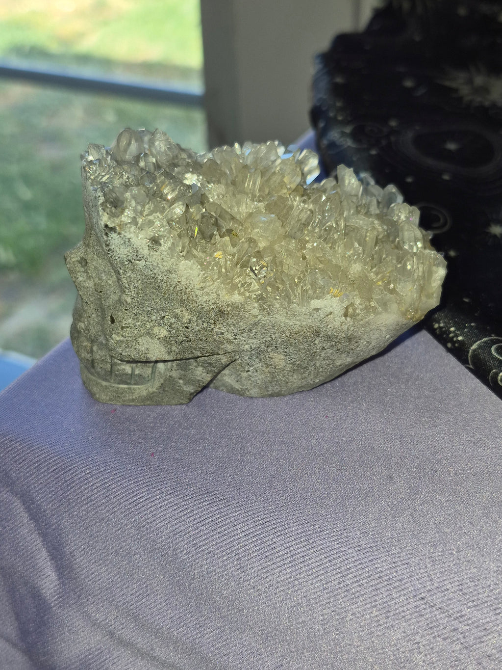Quartz Cluster Hand Carved Skull