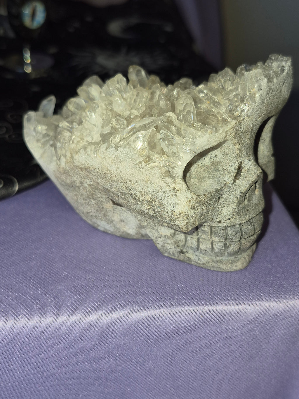 Quartz Cluster Hand Carved Skull