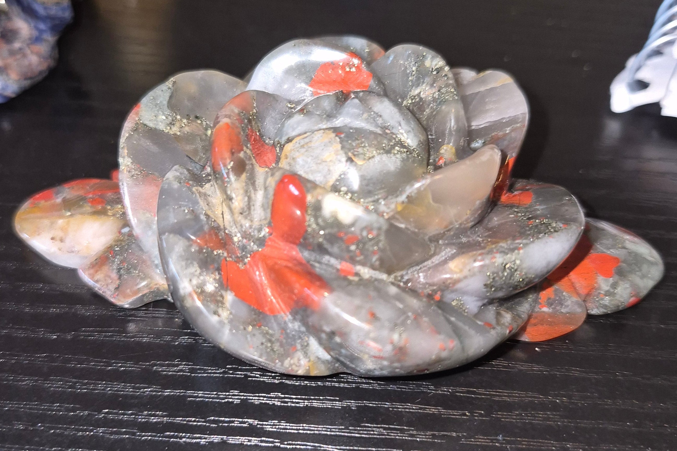 African Bloodstone Crystal Hand Carved Rose