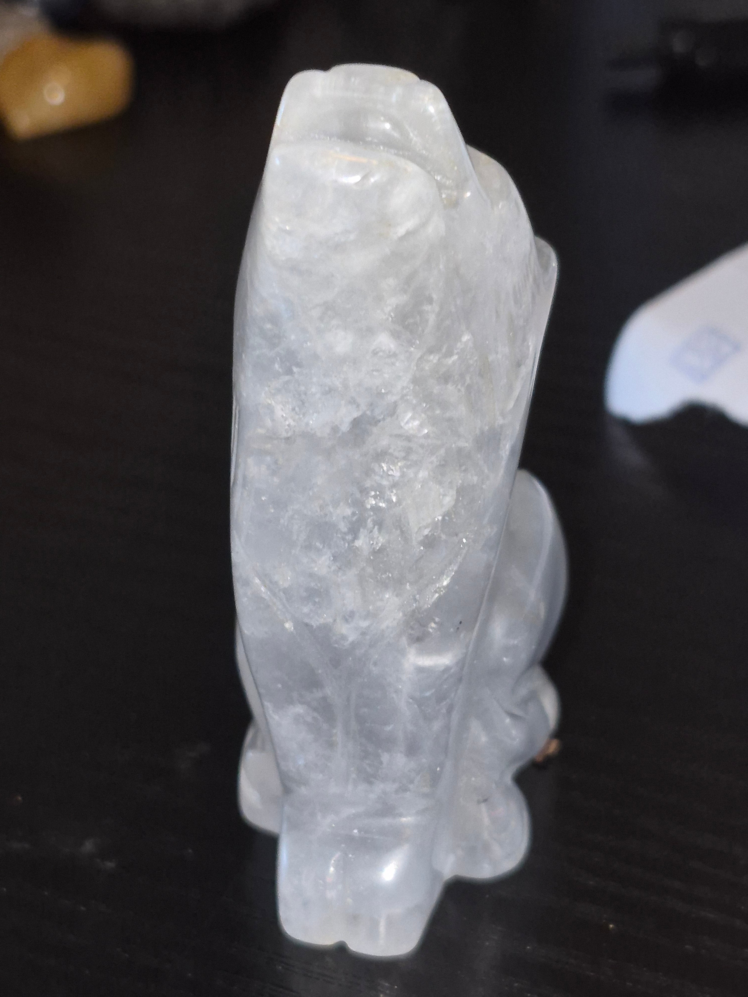 Clear Quartz Crystal Hand Carved Wold