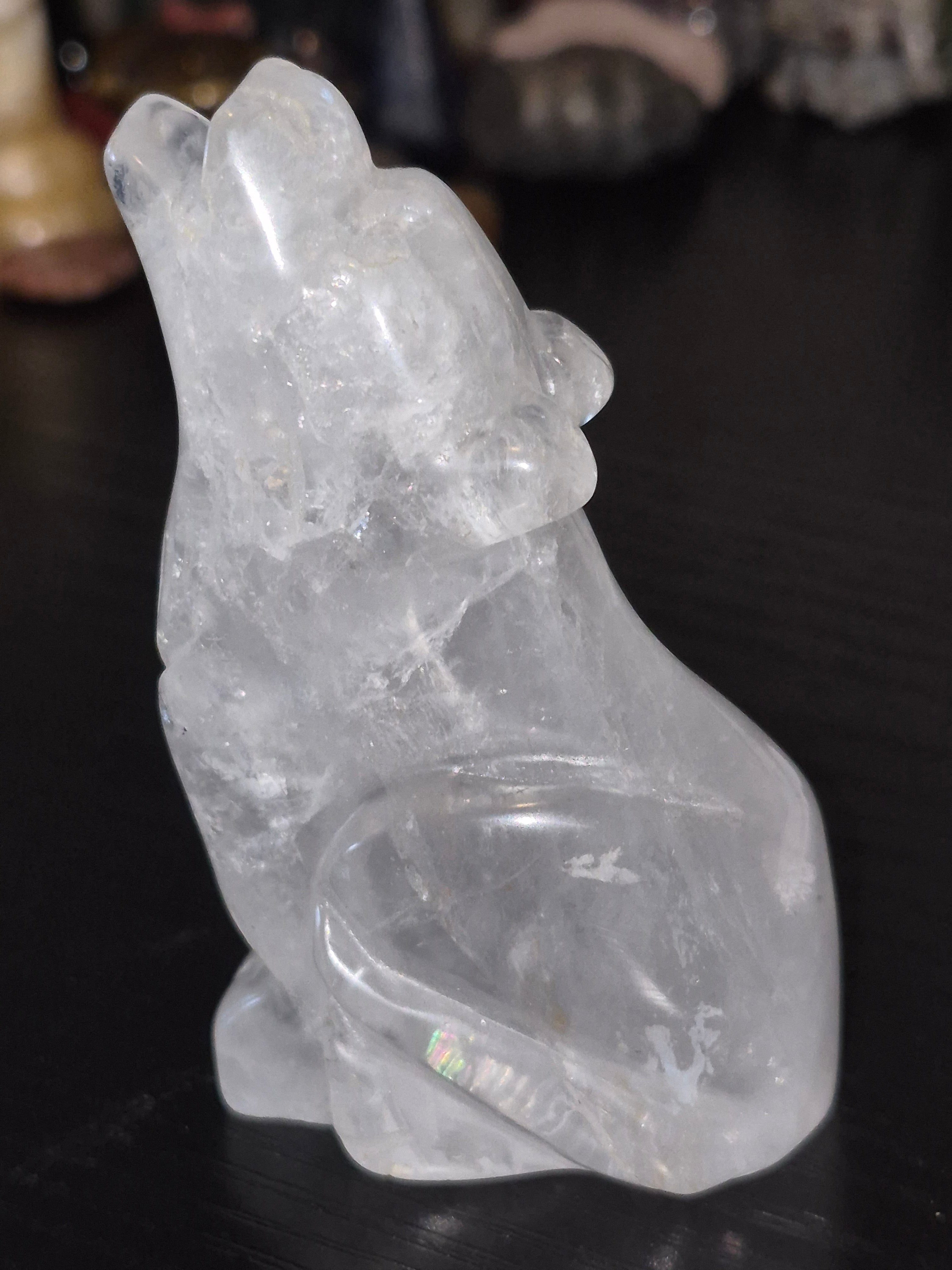 Clear Quartz Crystal Hand Carved Wold