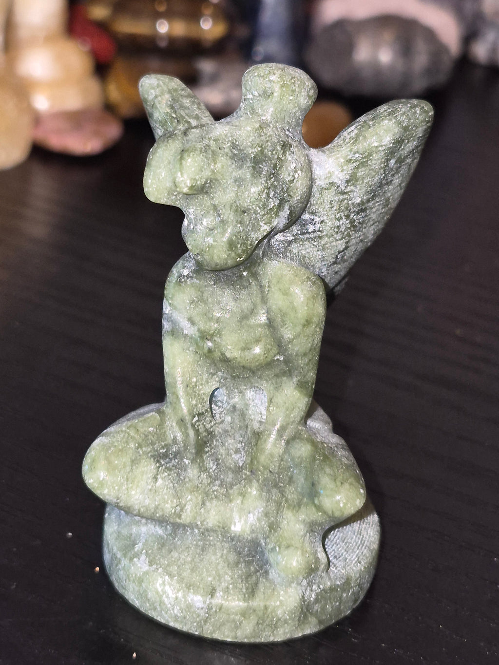 Green Jade Hand Carved Tinkerbell Crystal