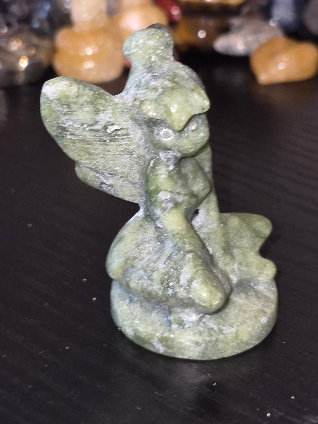 Green Jade Hand Carved Tinkerbell Crystal