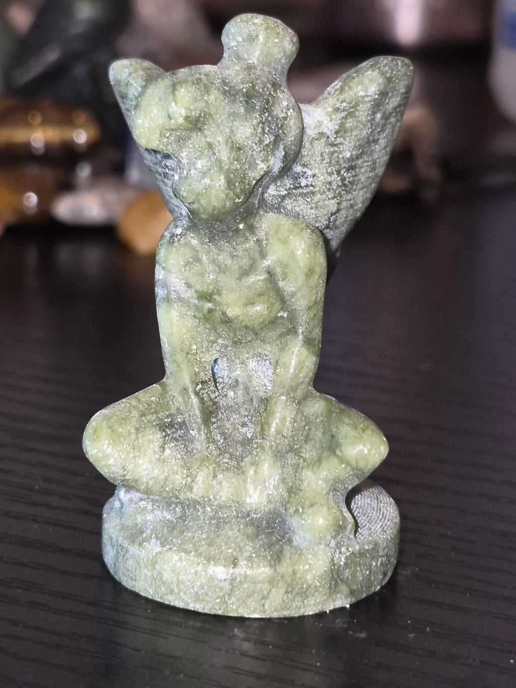 Green Jade Hand Carved Tinkerbell Crystal