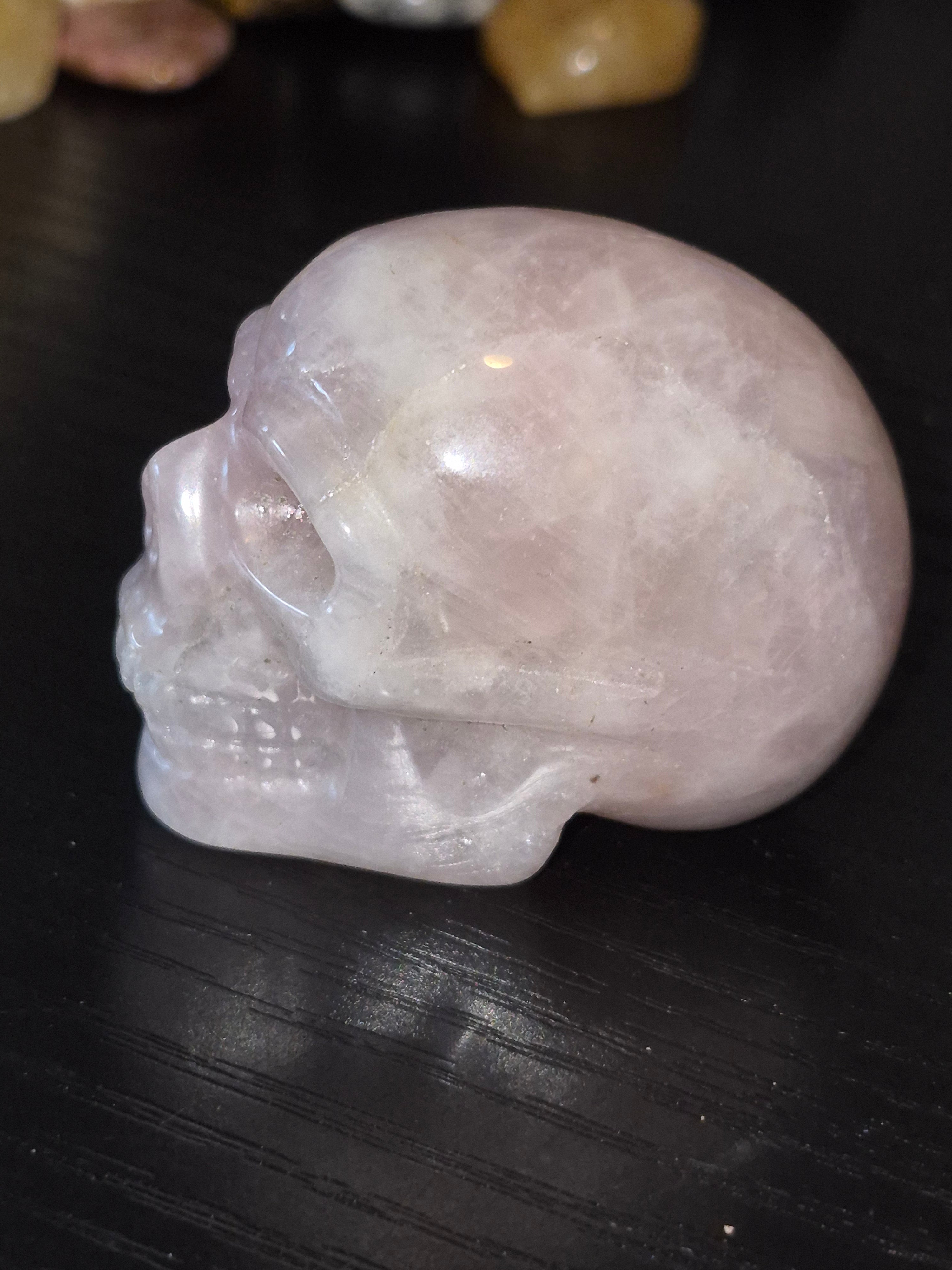 Rose Quartz Carved Skull