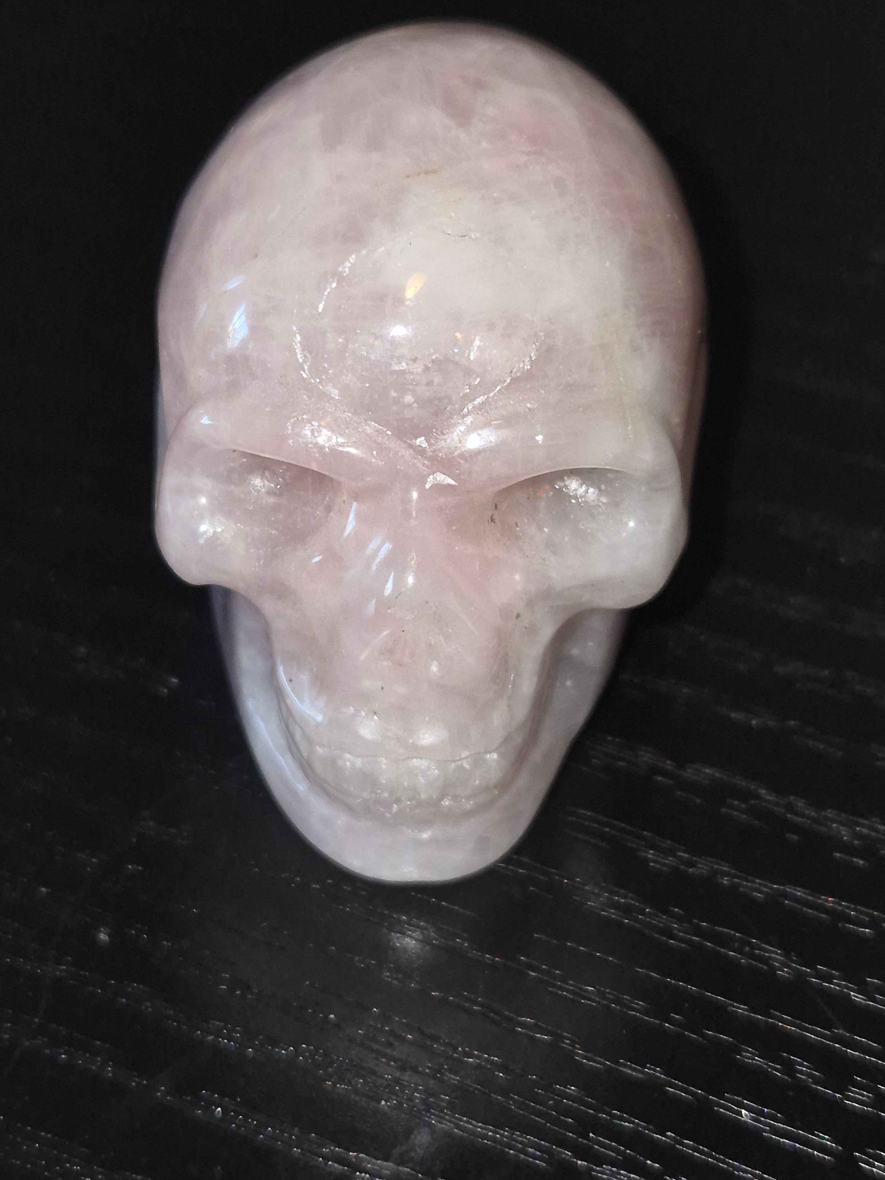 Rose Quartz Carved Skull