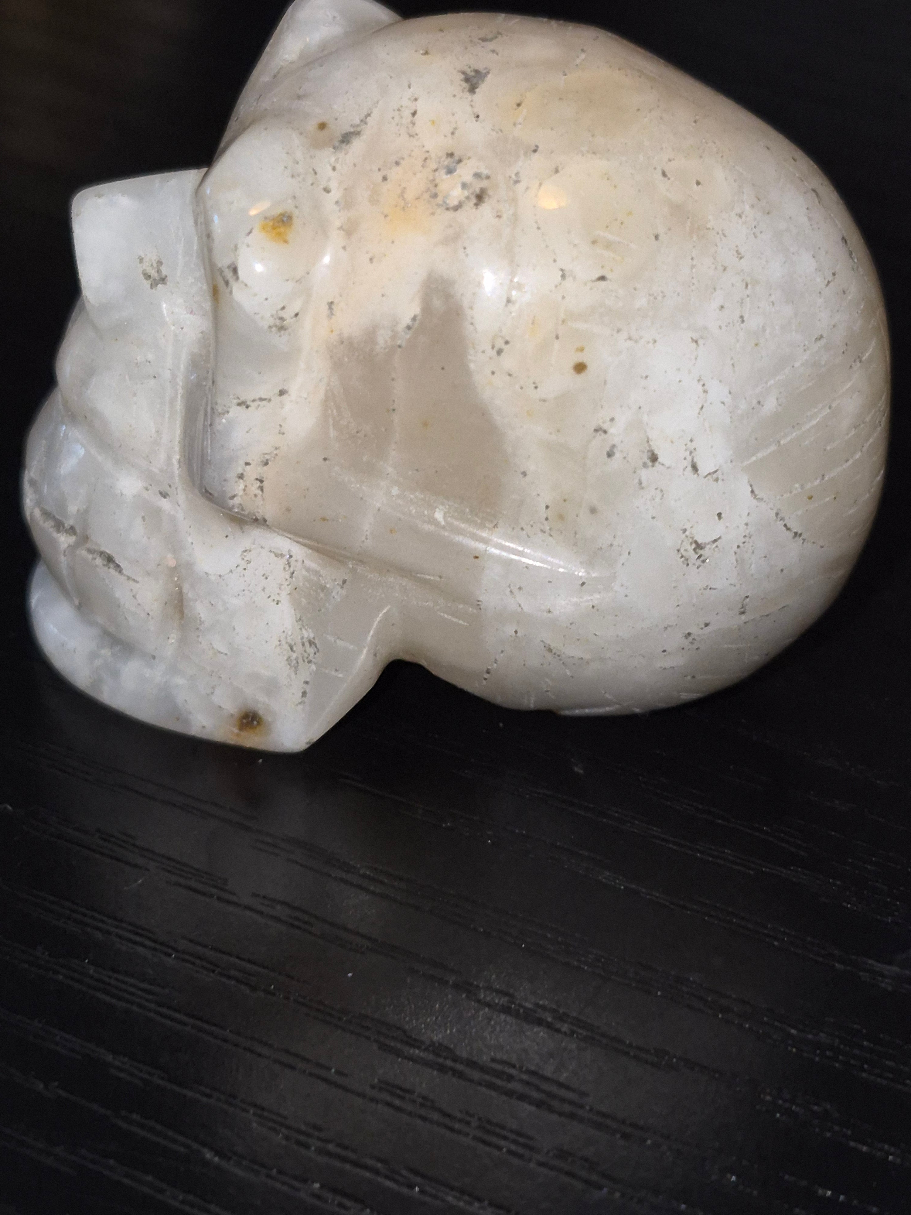 White Quartz Hand Carved Hongshan Skull
