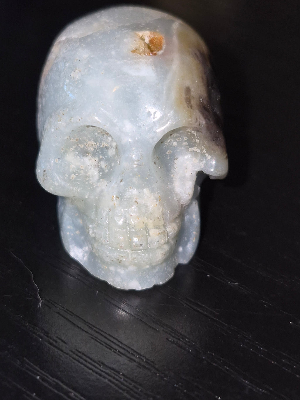 2 mini–Agate Crystal Carved Skulls