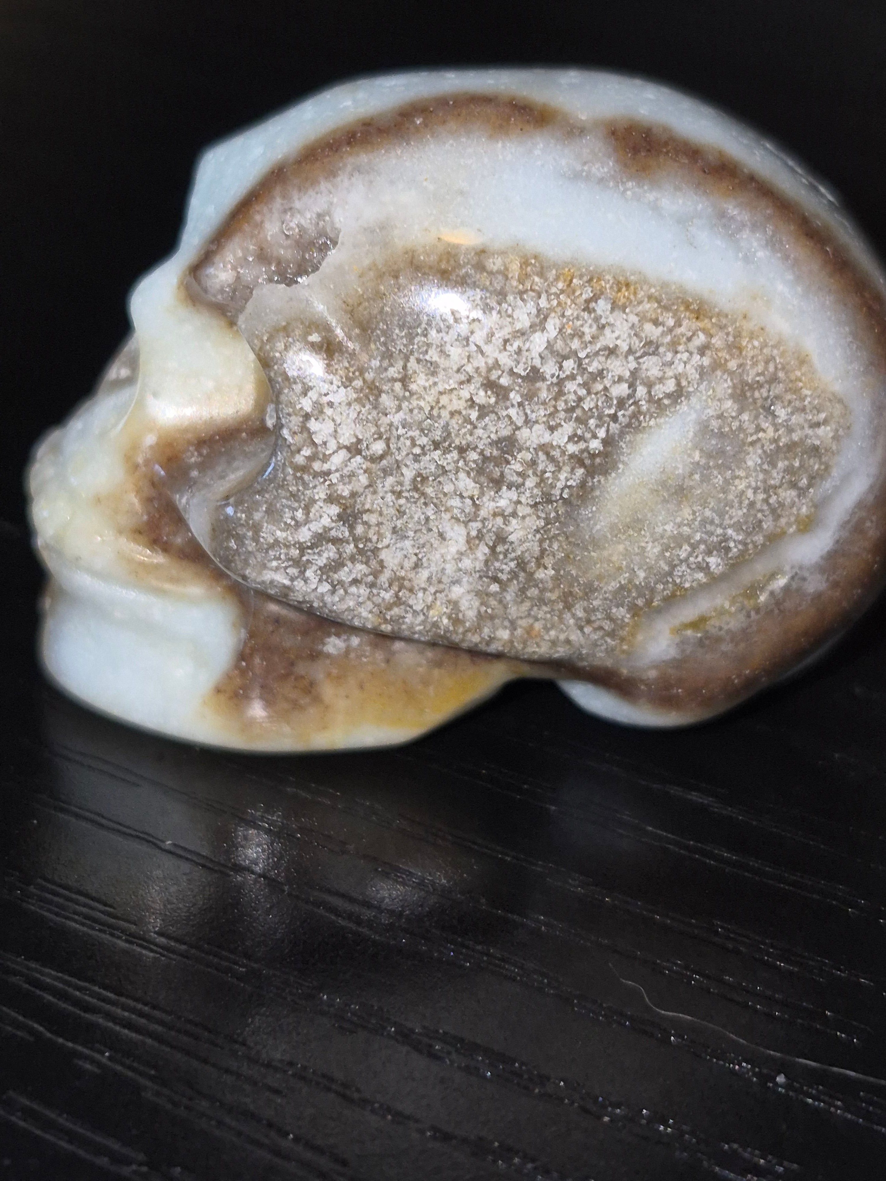 2 mini–Agate Crystal Carved Skulls