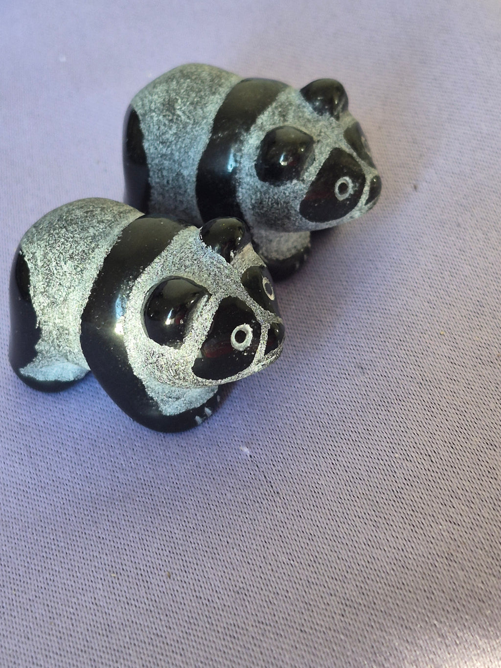 2 mini–Natural Black Obsidian Panda Bears