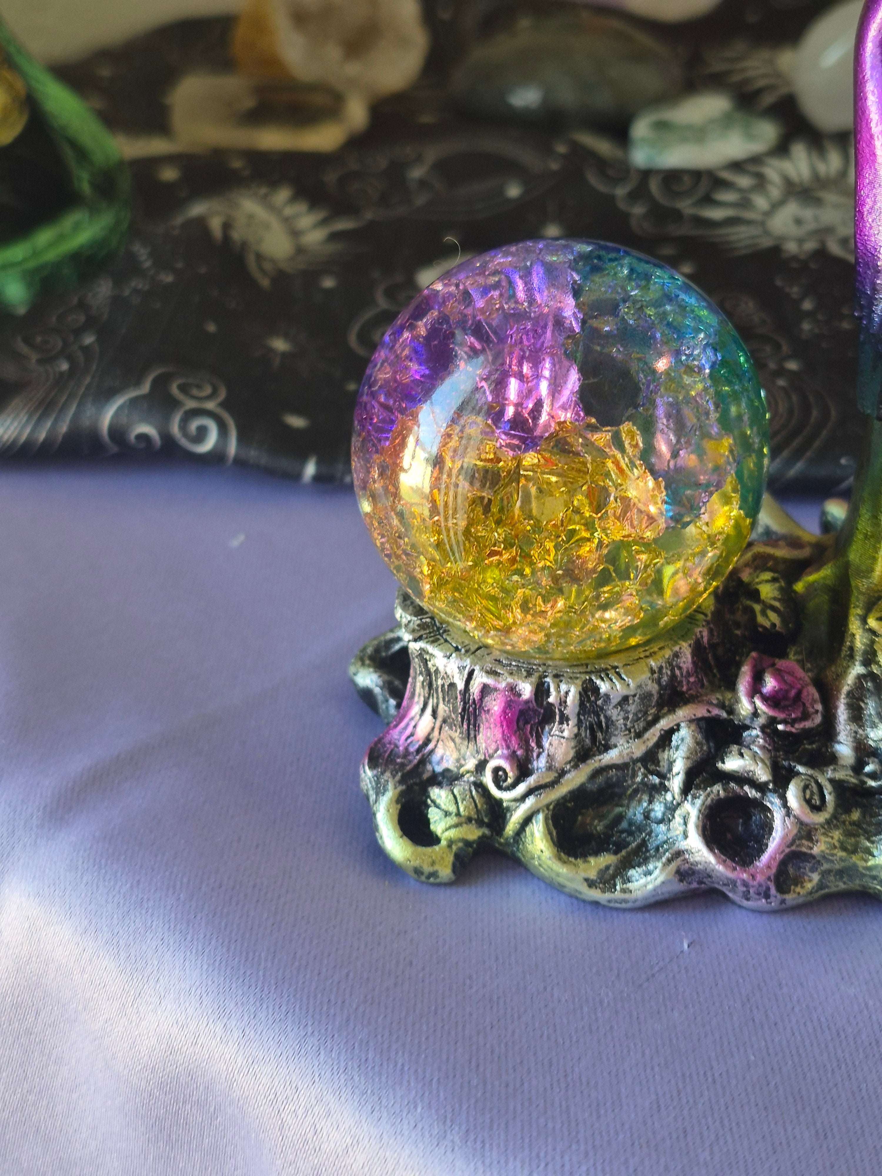 Witch Sphere Holder With 2 Aura Orbs