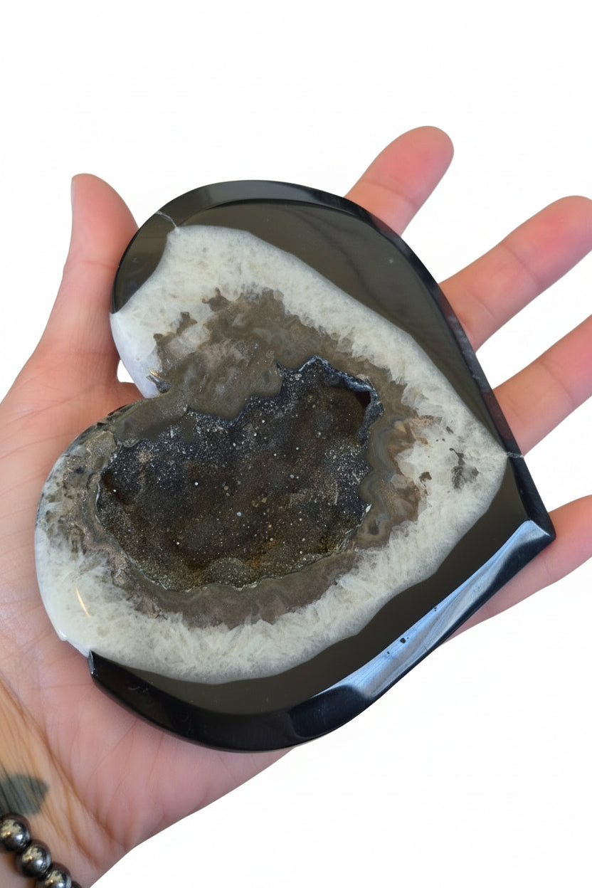 Black Agate Heart Geode