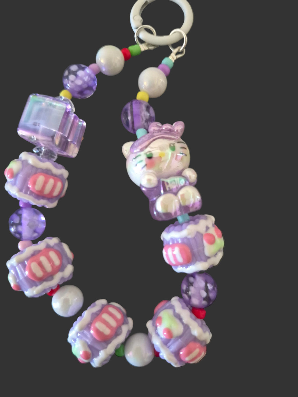 Small Purple Kitty & Cakes Charm